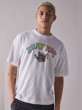 Urban Outfitters Surf Rat Barrel Graphic Tee in White Mens T-shirt Large New